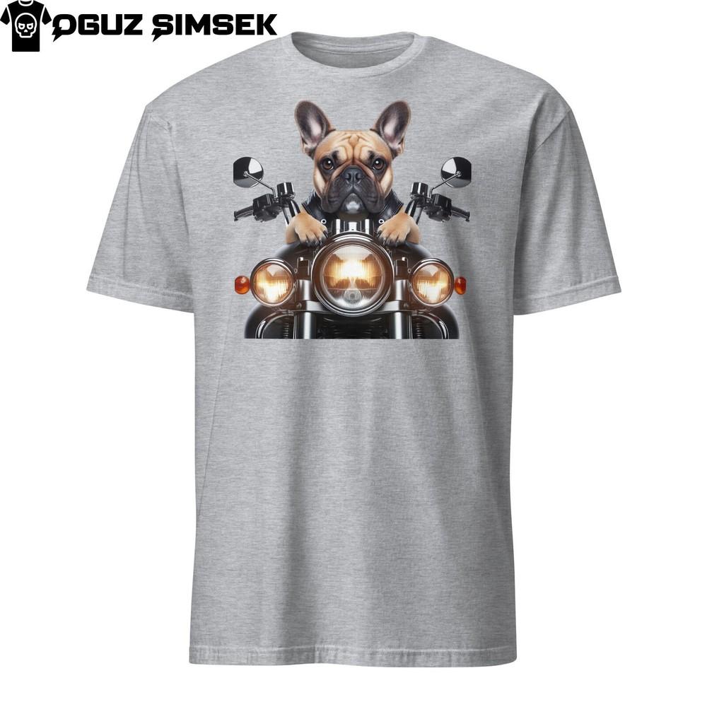 

French Bulldog Motorcycle Tee | Unisex Short Sleeve Shirt | Unique Graphic Print S