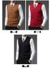 Men's Wool V-Neck Vest: Autumn/Winter Middle-Aged Casual Knitted Thick Cardigan
