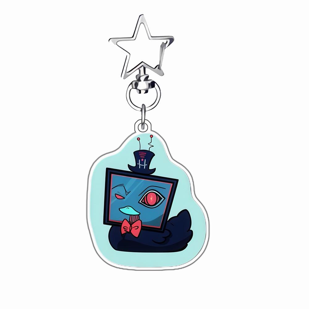 

6Cm Acrylic Keychain for Hazbin Hotel Helluva Boss Vaggie Alastor Loona Duckling Keychain Backpack Pendant Collection Gift