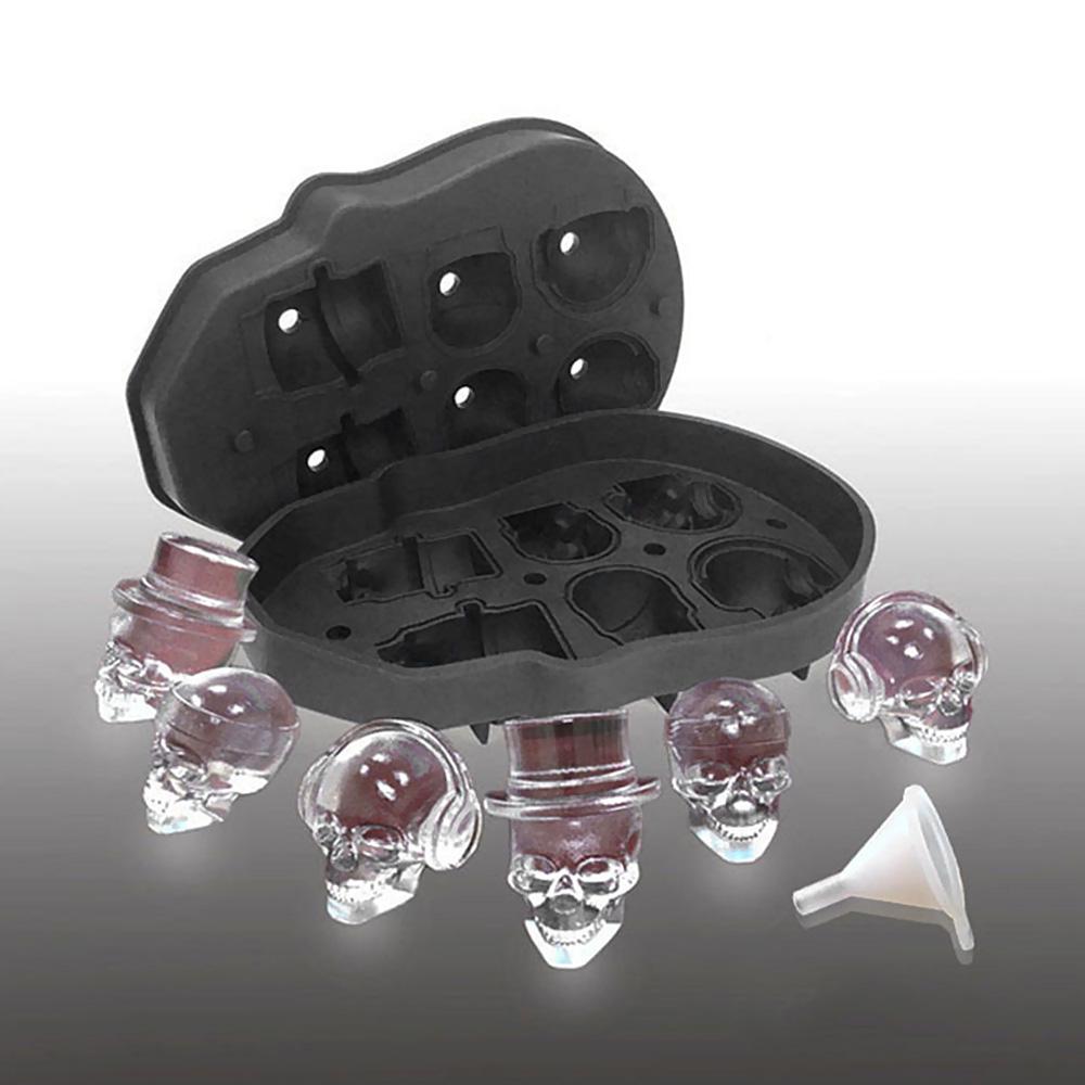 Lebka Tácky na ledové kostky Silikonová 3D DIY forma pro domácí kuchyni Černá měkká