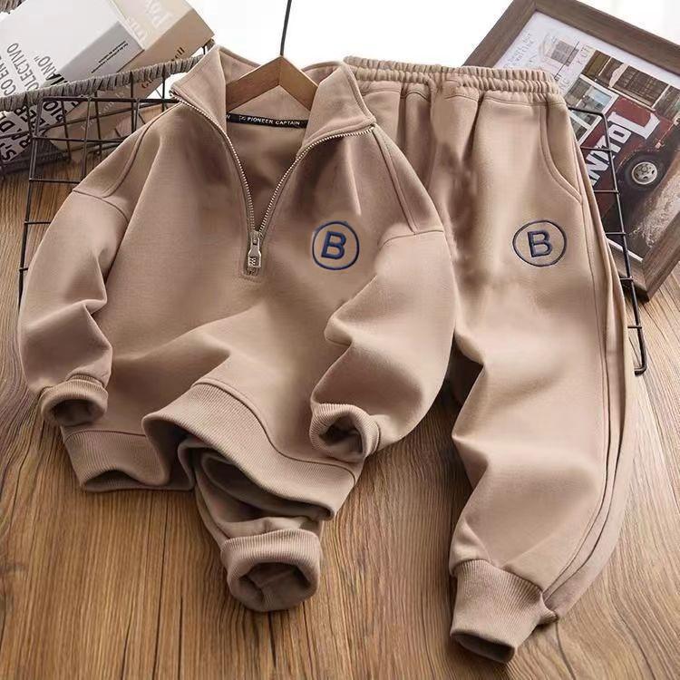 Kinderpullover Sportsets Jungen Stehkragen Buchstabenanzug Frühling Herbst Kinder Locker Mode Lässig 2-teiliges Set