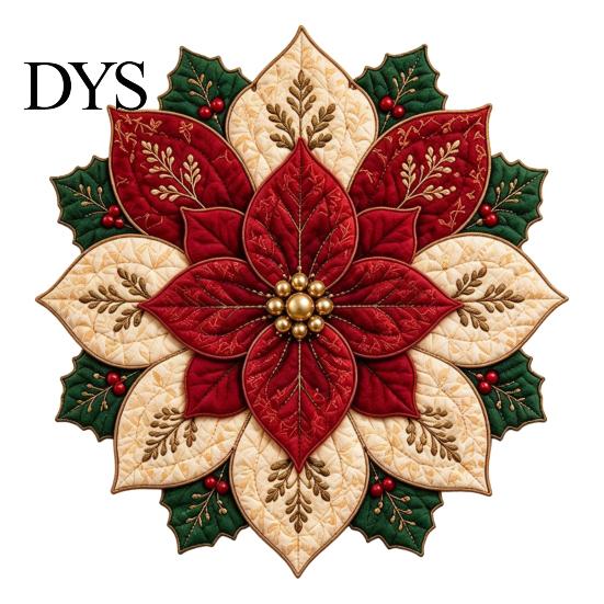 Kit Decorazione Trapuntata di Natale Tessuto Stella di Natale Kit Fai da Te, Patchwork Floreale Cucito Progetti Artigianali Festivi per Adulti Ornamento Fatto a Mano