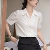 GMXIA Women's Short Sleeve Shirt Summer Career Commuter Simple Interview Blouse