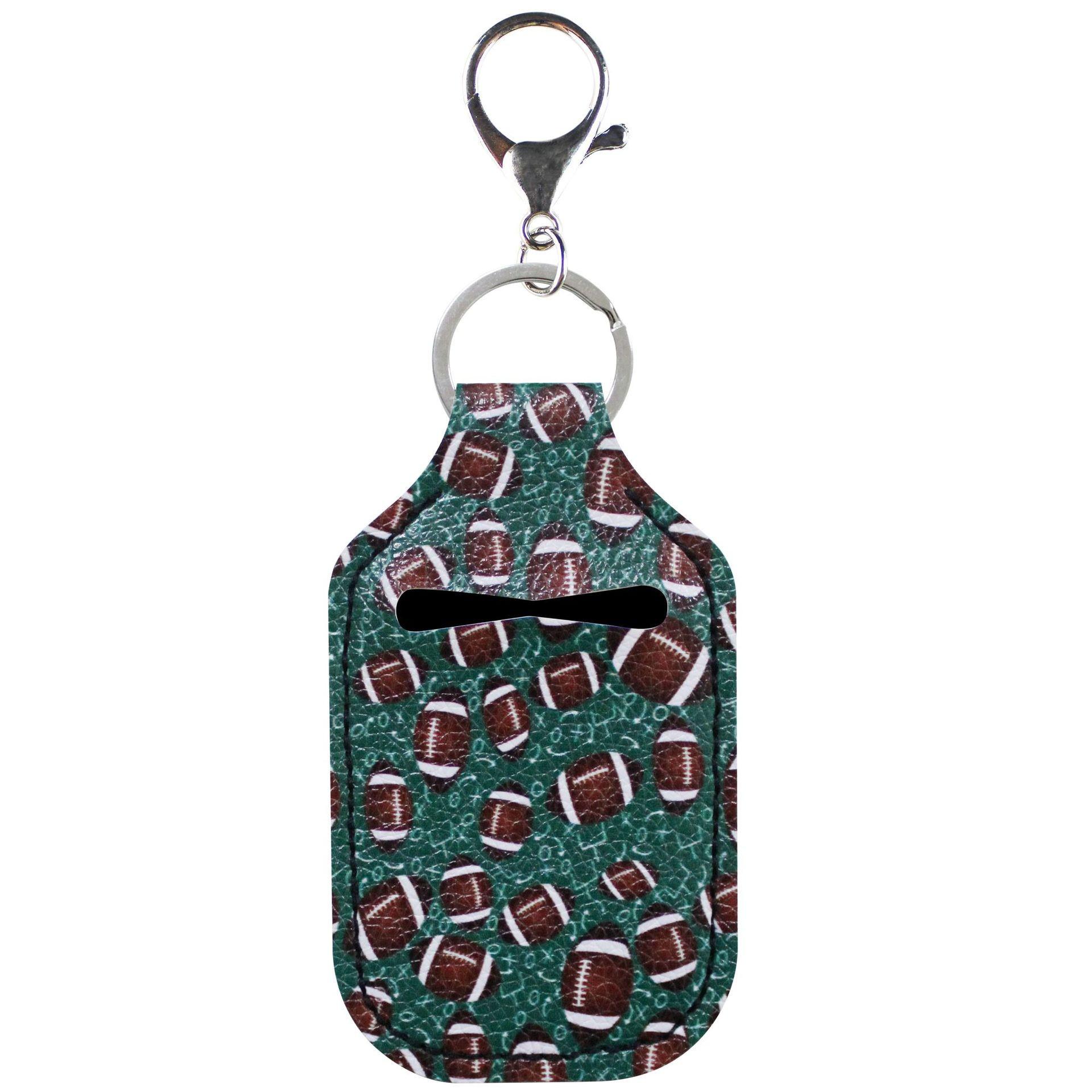 Sporty Leather Keychain Hand Sanitizer Gel Holder - Football, Basketball, Baseball Themes