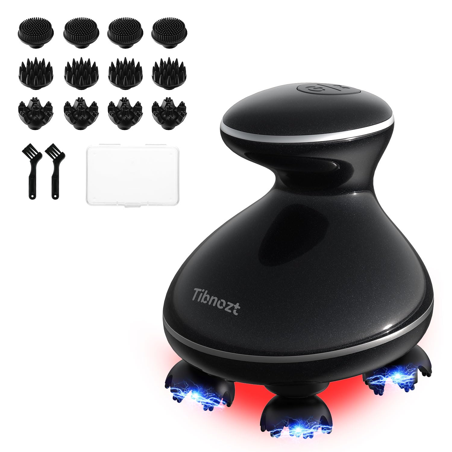 

Tibnozt EMS Head Spa Electric Scalp Brush for the Aged Scalp Scalp Face Beauty IPX7 3D Red Storage Case Full Body Christmas Birthday Day Black