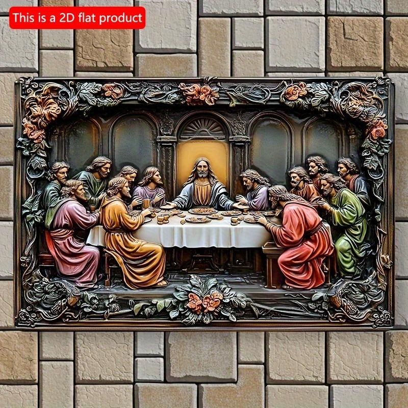 

2d Flat 30*20cm, Last Supper Theme Square Wooden Wall Art, Perfect Choice for Home, Bar, Restaurant Decoration, Indoor Use, Religious Theme. 30*20cm