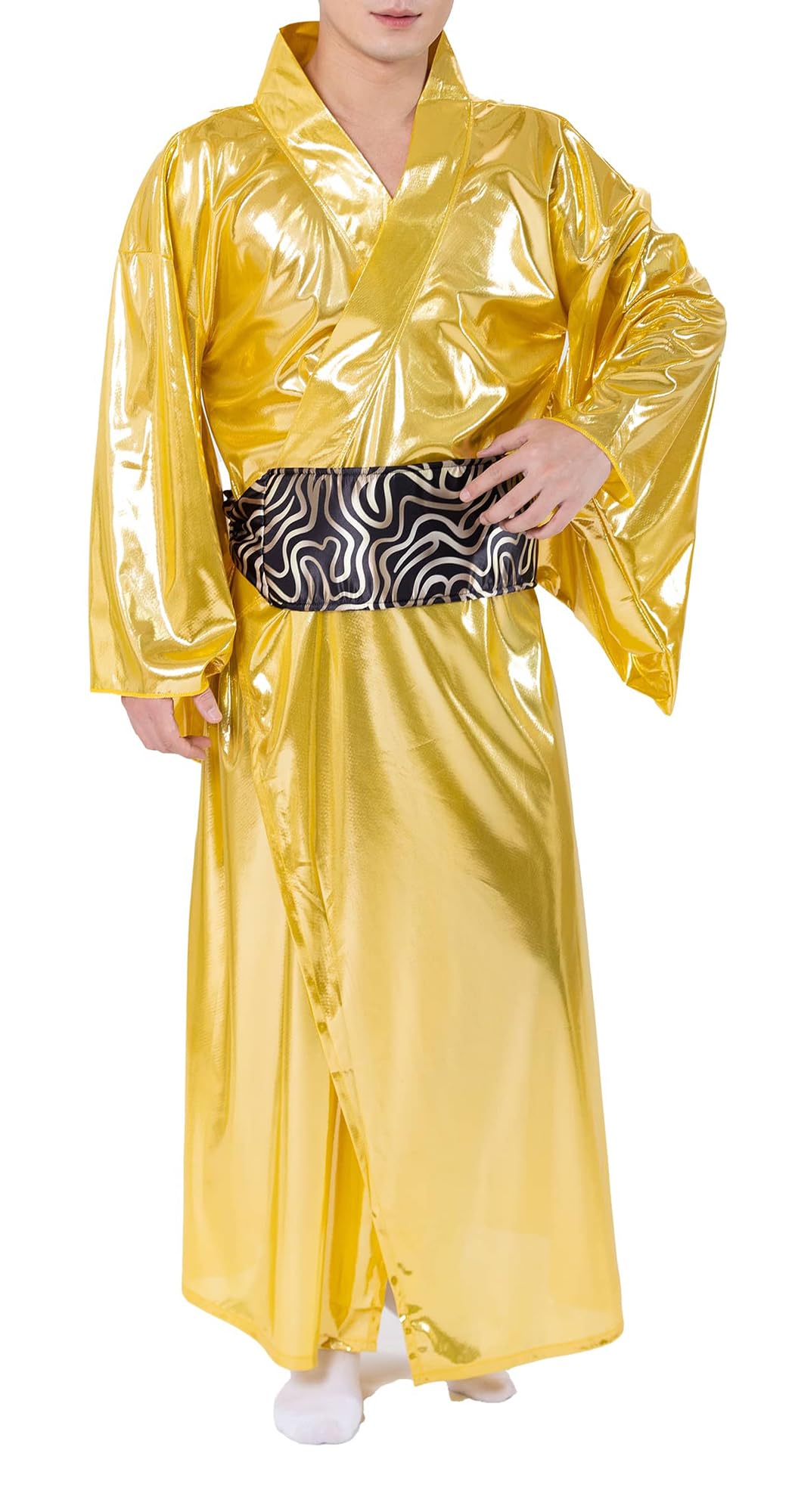 

Dancing Golden Samurai Cosplay Kimono Costume for Halloween Events and Fancy Dress [Cedar Eight] золотой