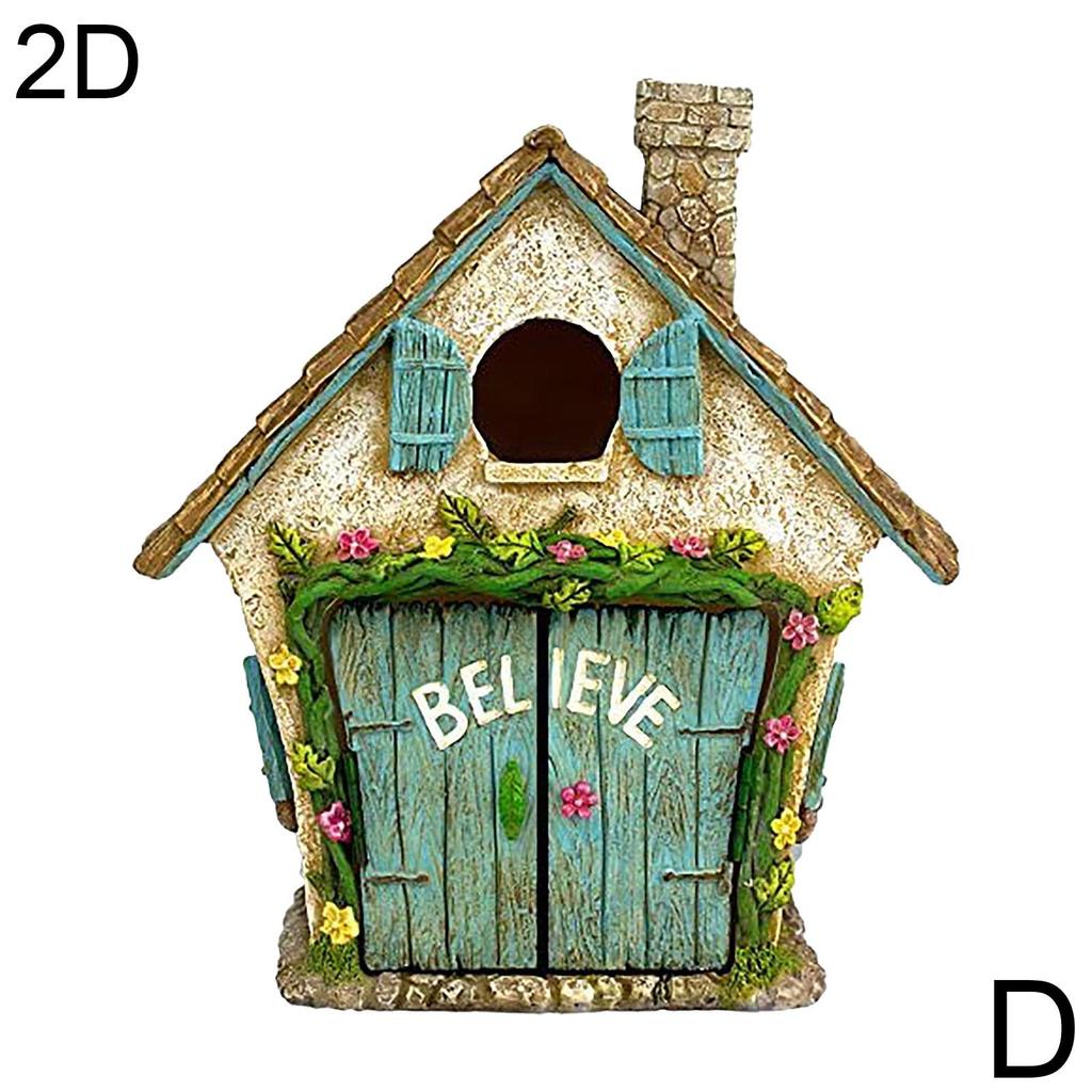Miniature Fairy Door Figurines Statues for Outdoor Yard Art Garden Tree Decor Accessories With Engraved Design Fairy Garden Door