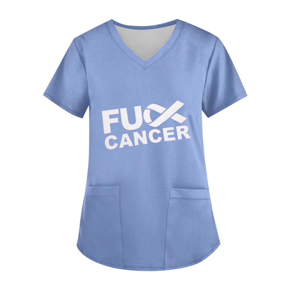 Women's V-Neck Short-Sleeve Pocketed Top With Side Slit