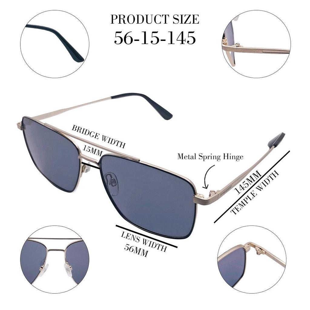 RSINC Unisex Polarisierte Sonnenbrille UV-Schutz Quadratisch Silber Schwarz LCS8016A |O B0DKP2L48S