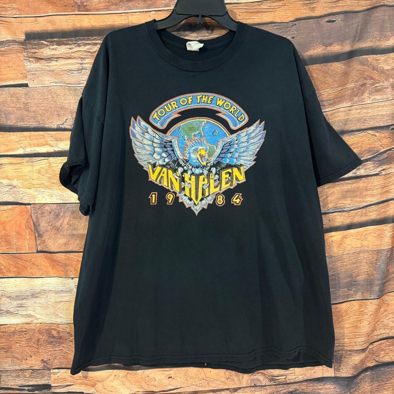 Gildan Men s Black XXL Van Halen 1984 Tour World Graphic Heavy Cotton Unisex T-Shirt XXXL
