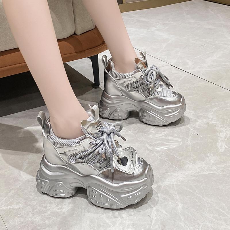 Fashion 10CM Sneakers Women High Platform Shoes Breathable Sports Trainers Casual Thick Bottom Mesh Chunky Sneakers Women Zapatos Mujer