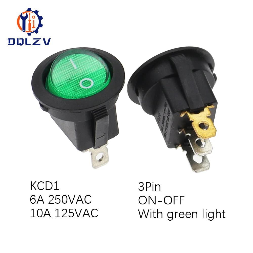 22mm Red Black White ON/OFF Round Rocker Toggle Switch 6A/250VAC 10A 125VAC Power Switch Cap with Plastic Push Button Switch