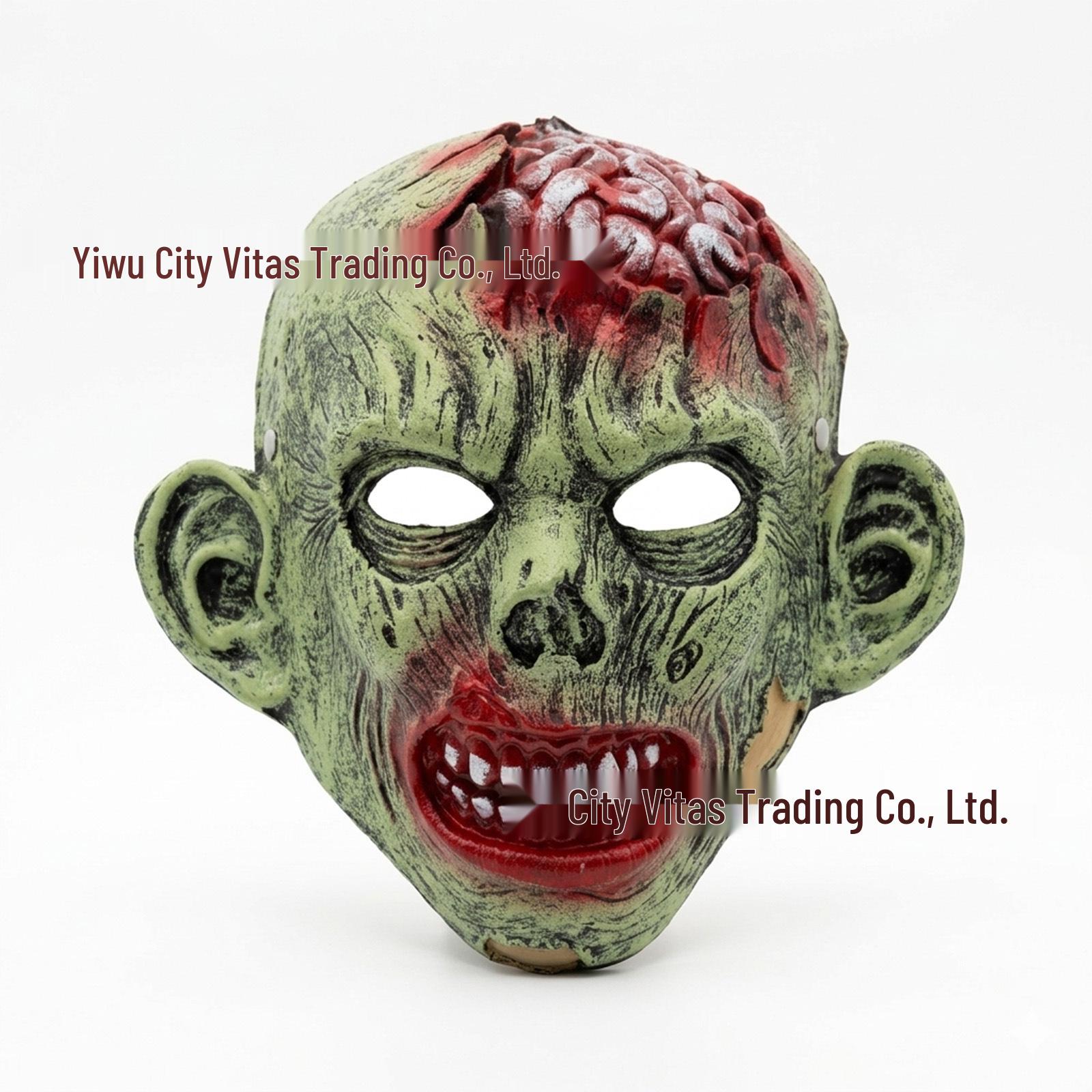 3D Horror Brain Hole Zombie Mask for Halloween & Mardi Gras зелёный