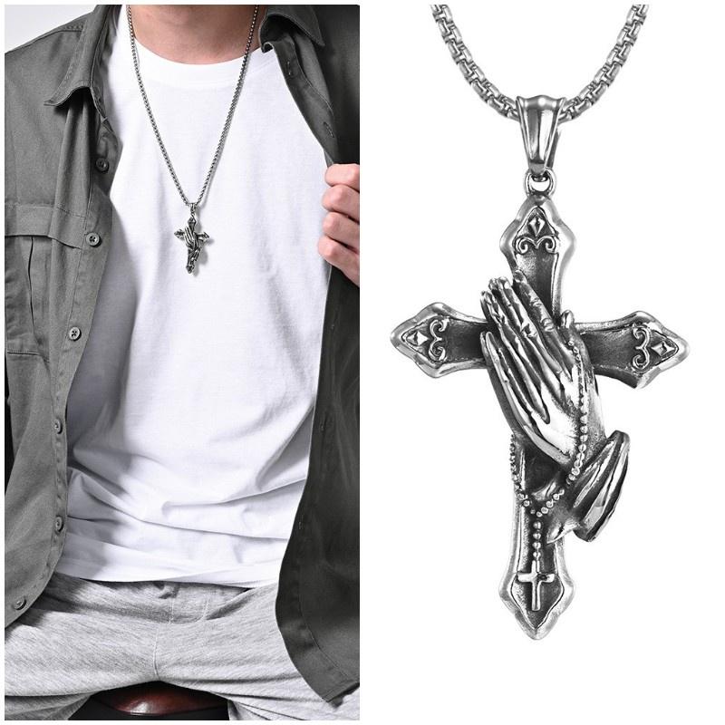 Mens Stainless Steel Jesus Christ Face Crucifix Cross Pendant Necklace Fashionable And Religious