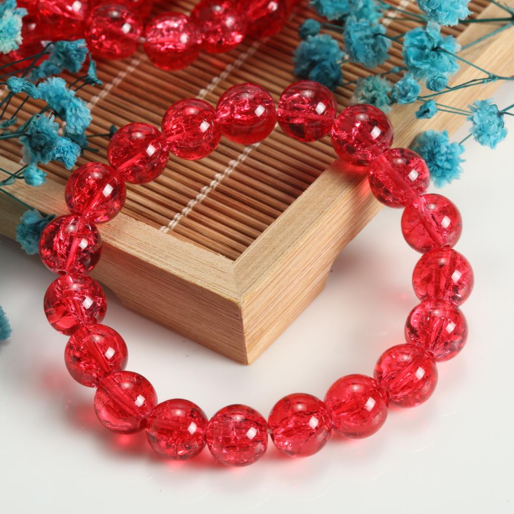 10mm Cracked Flower Glass Beaded Bracelets, Multi-Color Y2K Sweet Cool Style Bracelets for Women Fashion Jewelry Accessories