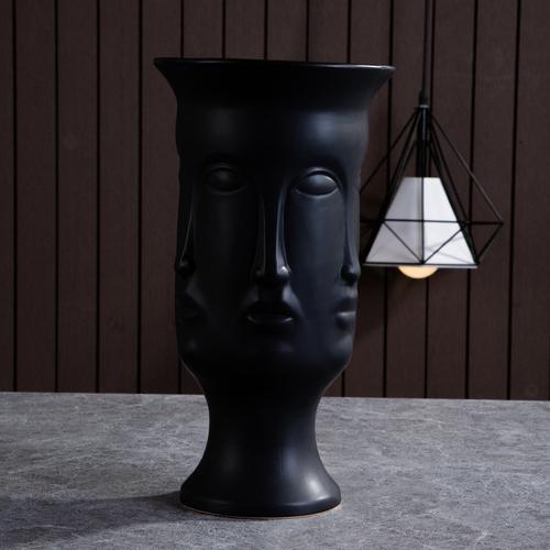 Nordische Keramik-Gesichtsvase Modernes Wohnzimmer Lippenblume Leichter Luxus Ausdruck Halbes Gesicht Dekoration Heimdekorationszubehör