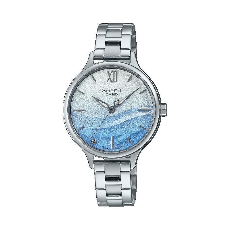 Casio Men s Stainless Steel 50M Water Resistant Analog Quartz Watch SHE-4550D-2A синий