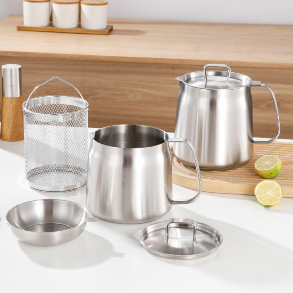 Großer Kapazität Edelstahl Ölfiltertopf Auslaufsicher Frittiertopf Pommes Frites