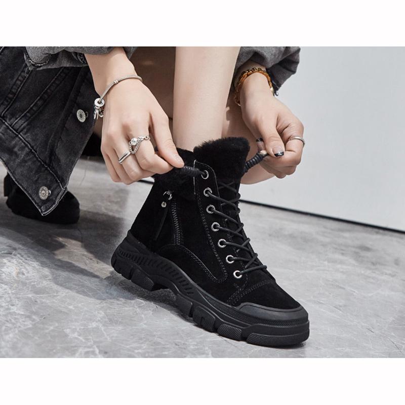 Winterschuhe Damen Schneestiefel Dicke Sohle Warmes Plüsch Damen Stiefeletten Rutschfest