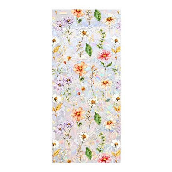 Window Privacy Film, Stained Glass Pattern Decorative Window Sticker, Rainbow Static Cling, Sun Blocking Reusable Decals for Glass Doors, Bedroom