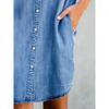 Women's Slim Fit Denim Shirt Dress - Short Sleeve Button-Down Midi Dress with Pockets, Casual Stretchy Jean Dress for Summer, Spring