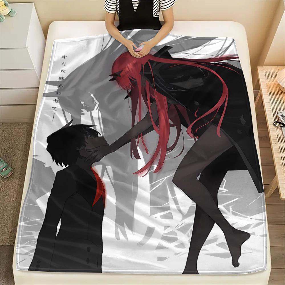 1PC DARLING In the FRANXX Zero Two Print Flannel Blanket, High Quality All Seasons, Home Decor, Warmth and Comfort, Perfect for Christmas Gifts