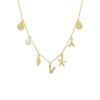 Ocean Theme Gold Charm Necklace with Initial Shells Letter Pendant Suitable for Surfer Girls and Beach Enthusiasts