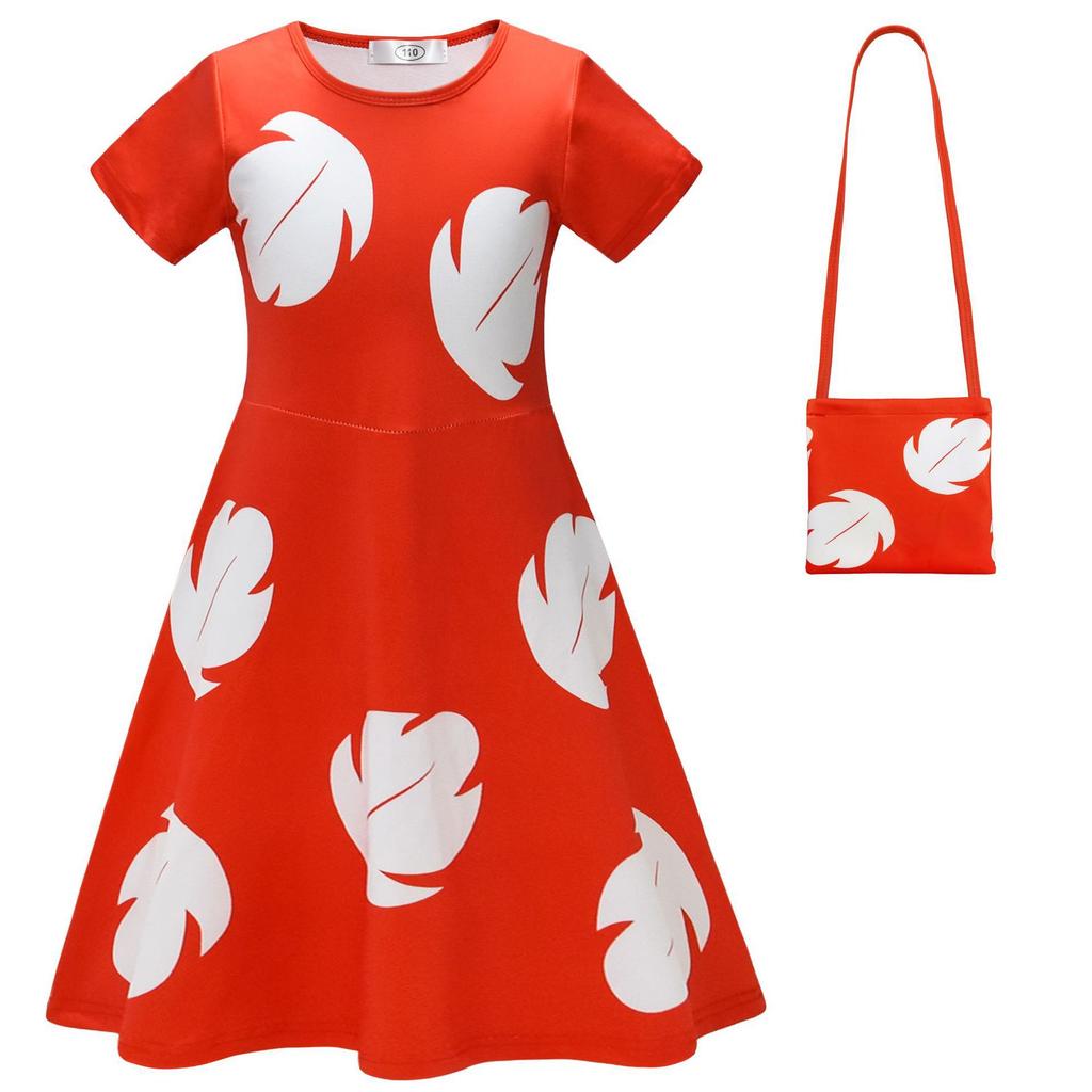 New Star Baby Lilo And Stitch Lilo Cos Girls Short Sleeve Dress + Bag
