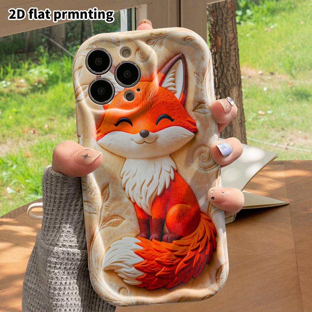 Phone Case: 2D flat, suitable for iPhone 18 17 16 15 14 13 12Pro protective case, phone decoration, red fox, Halloween and Christmas gift
