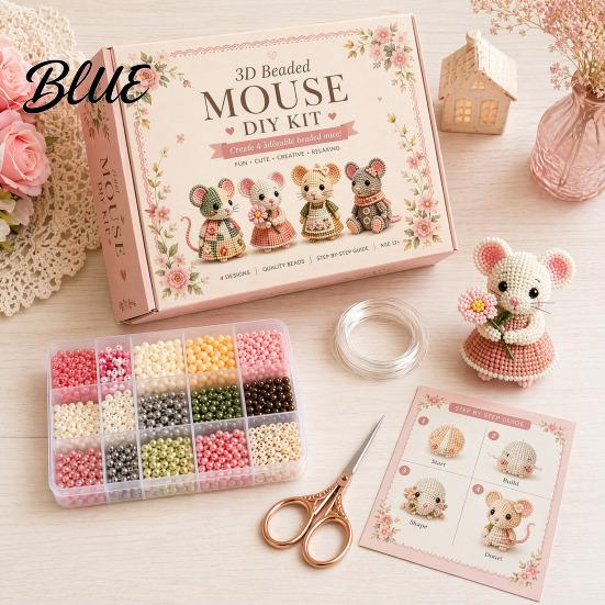 Craft Kit For Adults 3D Beaded Kit DIY Handmade Bead Art Set Cute Office Decor Cows Birds Mushrooms Beadwork for Beginners Enthusiasts Miniature
