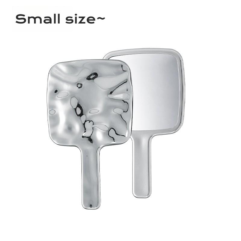 Electroplated Handle Makeup Mirror Portable Square Handheld Vanity Mirror Travel Beauty Tool for Women and Girls