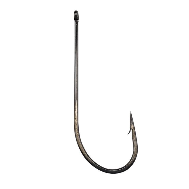 10Pcs Sets Long-Shank Knife Fish Hooks with Eyelets & Tube Rigging – Heavy Barb for Deep Sea/ Boat Fishing