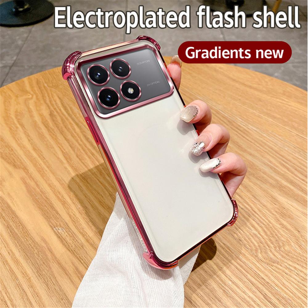Plating Shockproof Clear Phone Case For Xiaomi Mi Poco M6 Pro 4G X5 X3 X6 Pro X3 NFC C65 13T 12T Pro Soft Silicone Glitter Cover