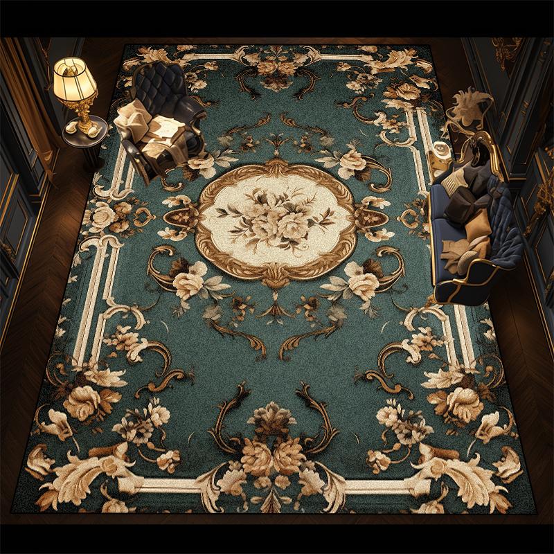 

Европейский ковер темных тонов для гостиной, роскошное украшение спальни, прикроватный мягкий моющийся коврик, нескользящий татами, придверный коврик для пола 60x90cm