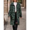 Cappotto da donna autunno e inverno Cappotto lungo in peluche con stampa stile etnico monopetto