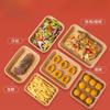 50pcs Disposable Pastry Fruit Trays Barbecue Kraft Paper Plate Rectangular Thickened Eco-friendly Party Camping Snack Paper Tray