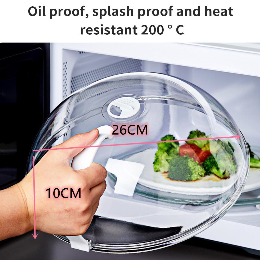 Microwave Food Cover Washable Effective Easy-using Microwave Plate Lid Transparent Anti-splash Cap With Handle For Chef