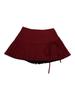 Women's High Waist Red Polka Dot Pleated A-Line Skirt - Anti-Exposure, Autumn/Winter, Short, Bow Detail, Petite Fit