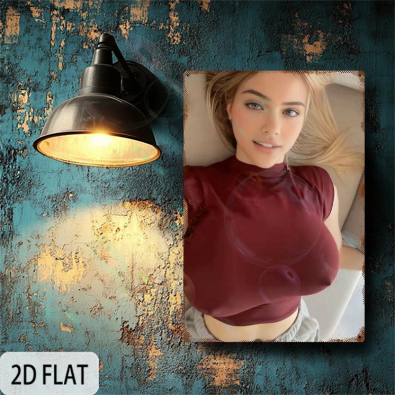 2D Flach 1 Stück Vintage Ganzkörperfoto Schild Aluminium Poster, Wasserdicht & Hitzebeständig, Nicht-Verblassende Innen-/Außendekoration