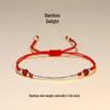Lucky Red Bamboo Bracelet - Women's Silver Woven Good Luck Rope, Zodiac Year Gift for Bestie