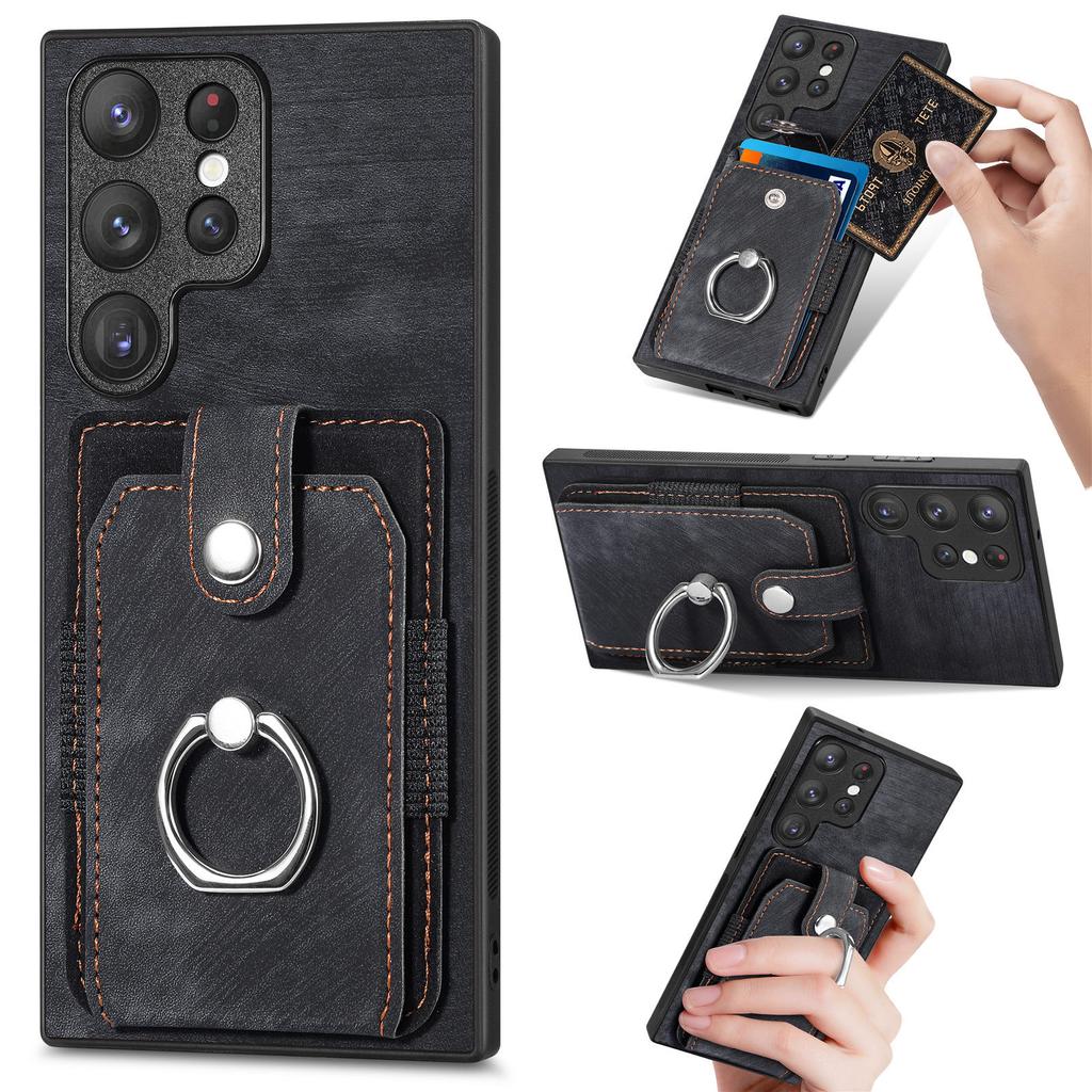 Applicable to Samsung S11Ultra ring card case, mobile phone case, retro A11/A11 solid color anti-drop A11 leather case