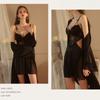 Sexy Lace Perspective Temptation Steel Ring Gathering Plus Chest Pad Large Size Suspender Skirt Women's Loungewear Set