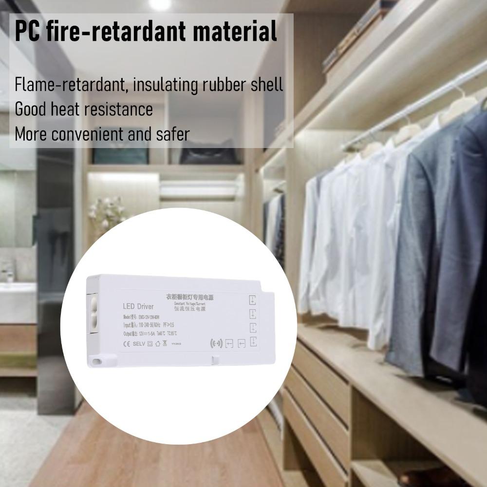 12V 5A LED Cabinet Light Power Supply Integrated 6-Bit Jump Wire 12-60W LED Driver USPlug PC Retardance Power Supply Transformer
