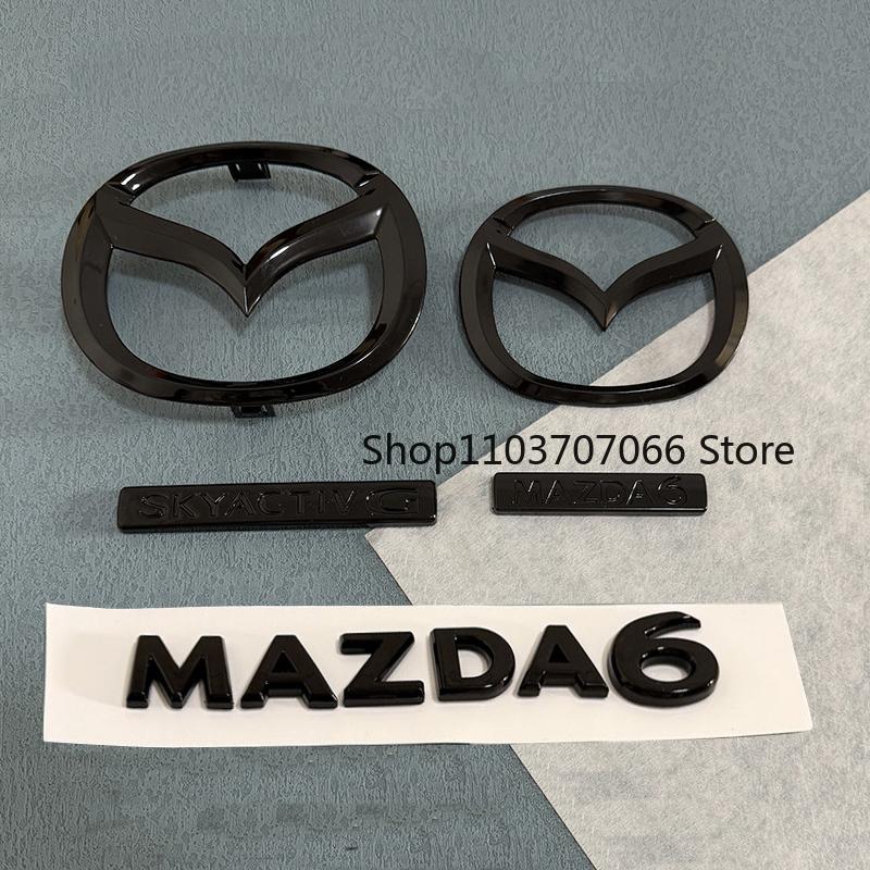 3D ABS Car Front Grille Emblem Tailgate Badge For MAZDA 6 2020 2021 2022 Auto Grille Rear Trunk Black Logo Sticker Accessories