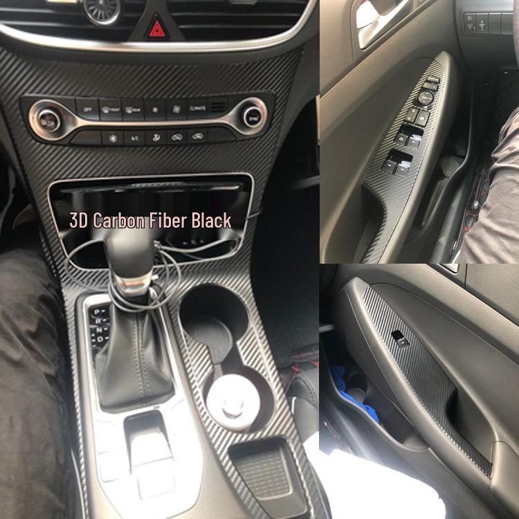 19 Tucson Carbon Fiber Interior Stickers: Console & Window Trim Protection