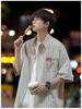 Men's Retro Striped Short Sleeve Pique Shirt - Summer Trendy Loose Fit Plus Size Jacket