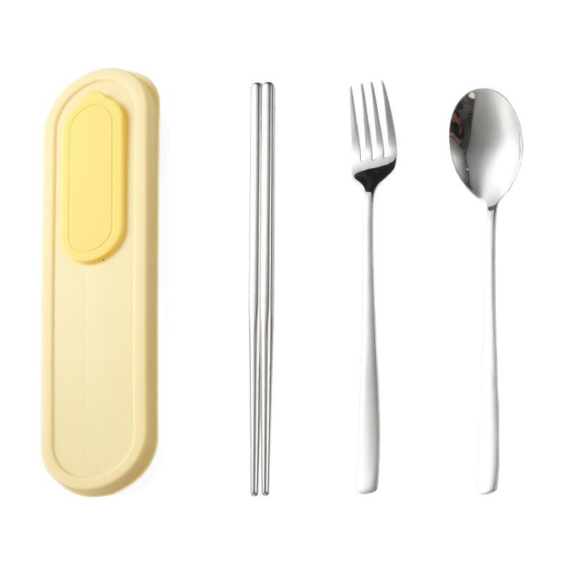 3-teiliges Outdoor-Geschirrset Löffel Gabel Essstäbchen Set Student Edelstahl Tragbares Geschirr