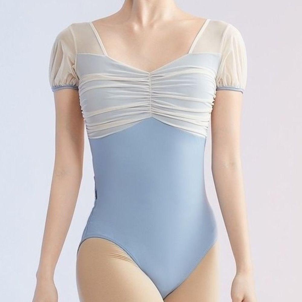 Mesh Dance Costume Short Sleeve Gymnastic Clothes Girls Ballet Dress  Ballet Practice