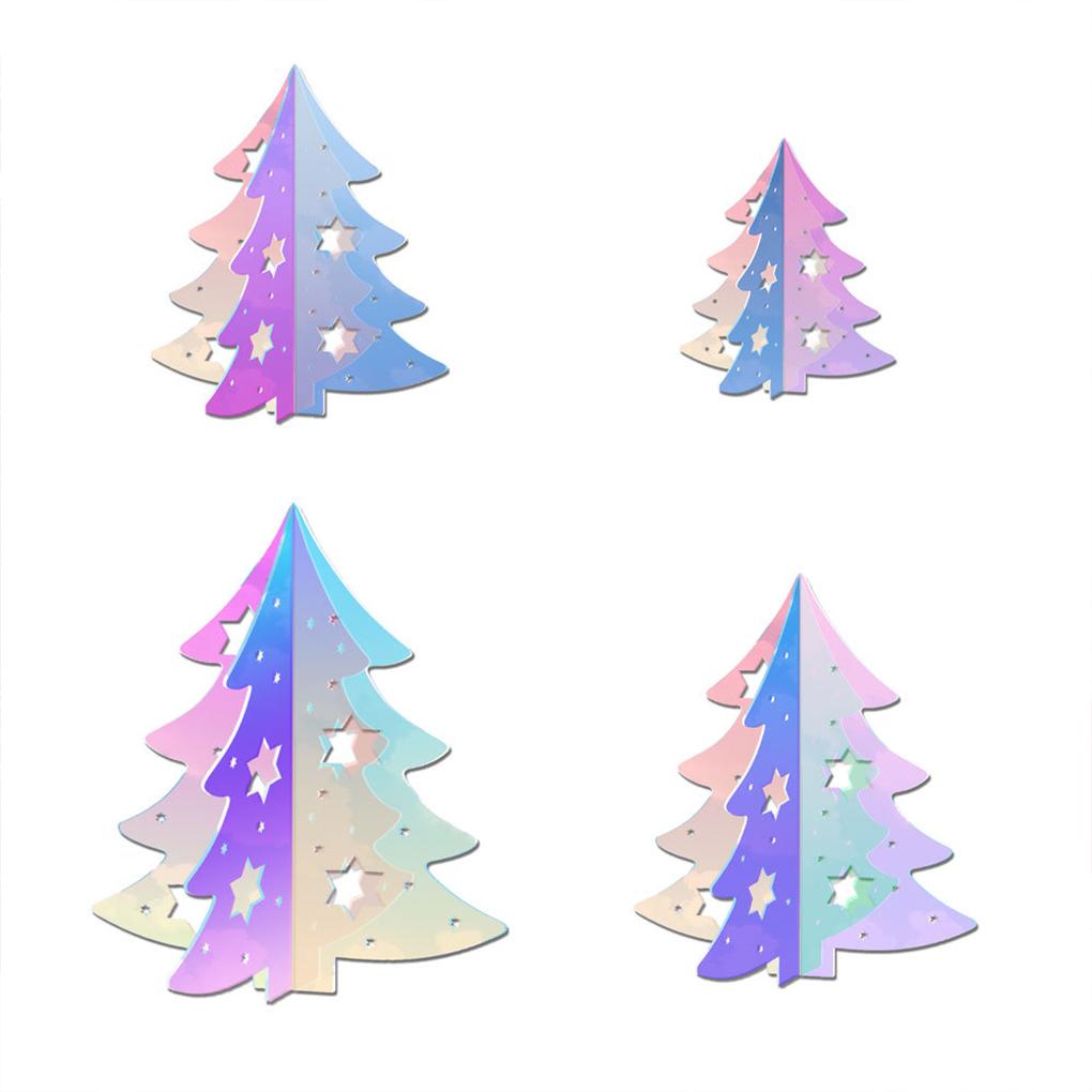 New 4PCS/SET Dazzling Paper Snowflakes Hanging 3D Waterproof For Festival Celebration Reusable Iridescent Christmas Garland